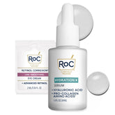 RoC Hydration+ Serum bottle closeup showing lightweight, fragrance-free hydration