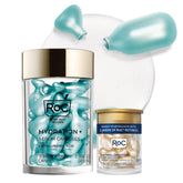 RoC Multi Correxion Hyaluronic Night Serum Capsules bottle with hydration droplets
