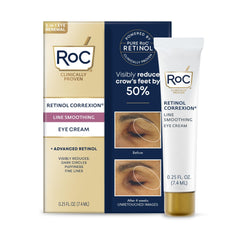 Textura cremosa de RoC Retinol Correxion para aplicación suave alrededor de los ojos.