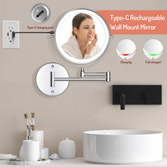 Rocollos double-sided LED makeup mirror shows 1X and 10X details for precision