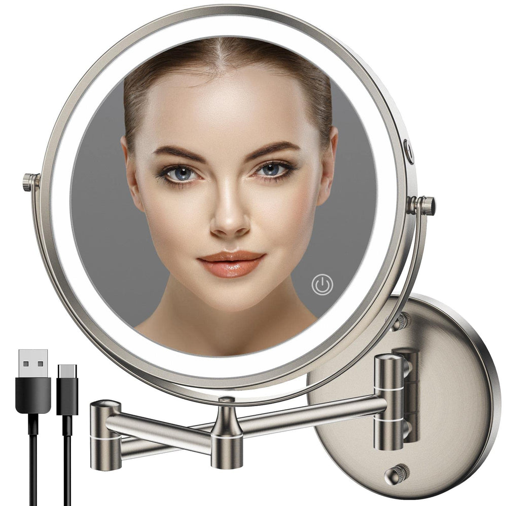 Rocollos 8-inch rechargeable wall mirror—cordless convenience for a clean space