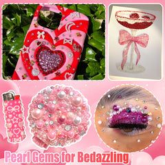 RODAKY pearl gems bow heart charms closeup with elegant sparkle