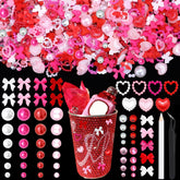 RODAKY Valentines pink-red bow-heart charms for nail art and crafts