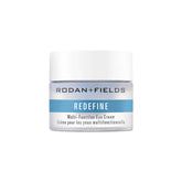 RODAN + FIELDS ReDefine Eye Cream bottle displaying hydrating, lightweight formula for brightening eyes.