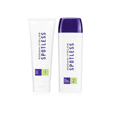 Rodan Fields Spotless Regimen bottle on bathroom shelf for clear teen skin