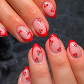 ROFIBUT uñas rojas con punta francesa en almendra corta, pack completo para empezar la manicura