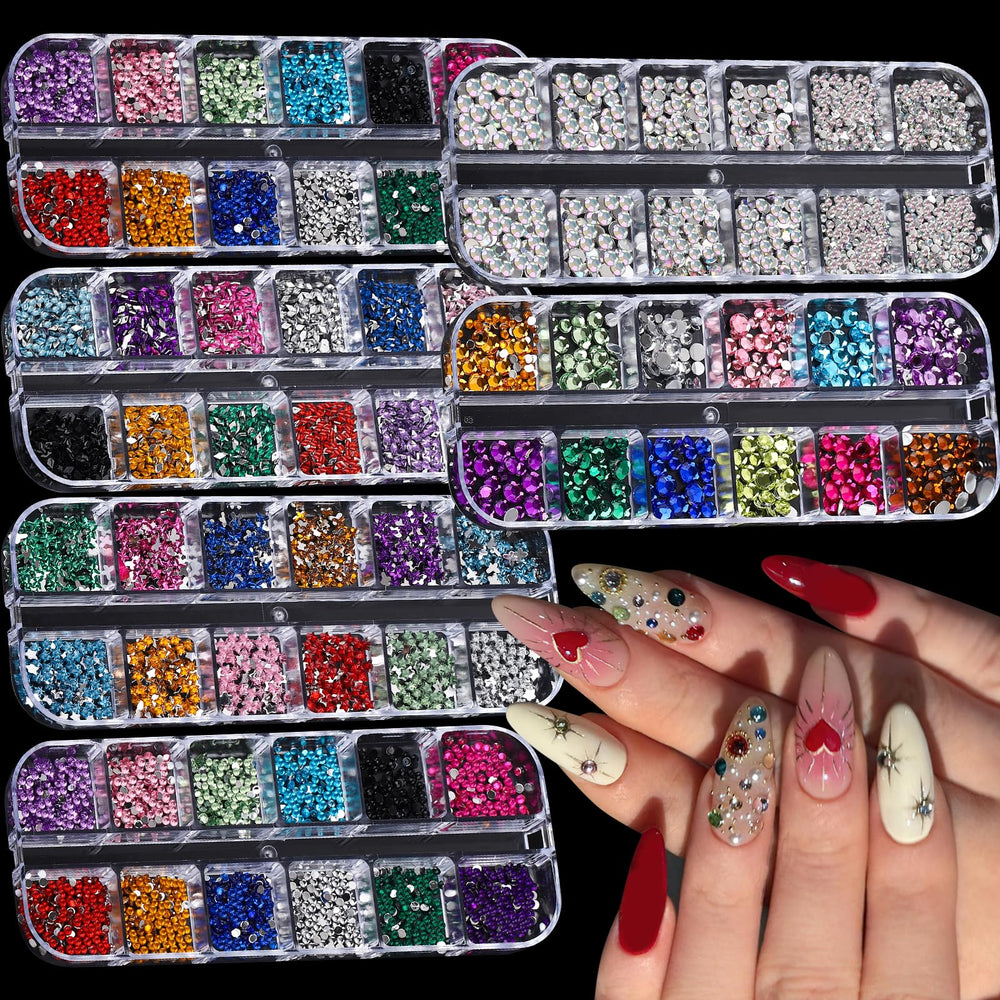 ROFIBUT six-boxes colorful rhinestones pack shot for chic nail art inspiration
