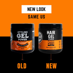 Rolda Power Styling Gel in hand showing a bold wet-look finish.