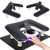 Rolomanve arm-rest nails tech with foldable phone holder for comfortable manicures.