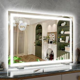 ROLOVE 32x22 inch vanity mirror with edge-to-edge halo lighting for flawless makeup.
