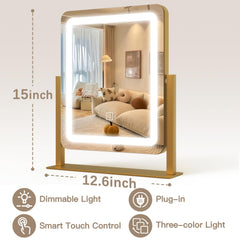 ROLOVE LED makeup mirror dimmable lighting adapts to warm cool or natural tones
