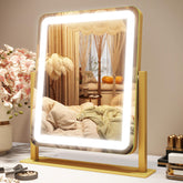 ROLOVE vanity mirror with lights showing 12.6 by 15 inch viewing area for full-face makeup