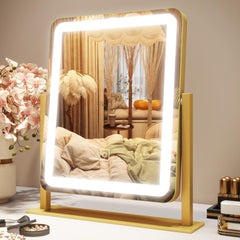 ROLOVE vanity mirror with lights showing 12.6 by 15 inch viewing area for full-face makeup