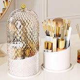 RONGZHIERK makeup brush holder with lid showing sliding door for quick access