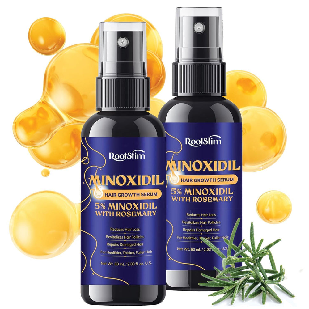 RootStim 5% Minoxidil serum bottle for targeted scalp treatment.
