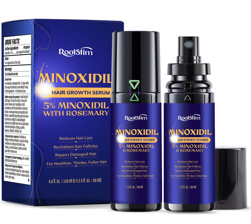 RootStim 5% Minoxidil bottle front view for targeted hair growth