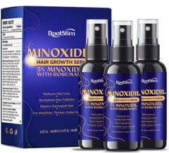 RootStim minoxidil bottle with rosemary promotes fuller-looking hair and easy daily use.
