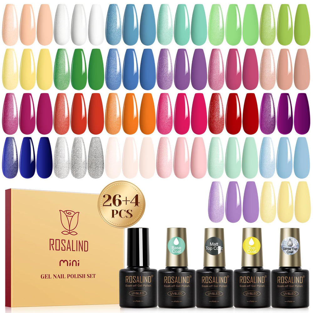 ROSALIND esmalte gel 30 piezas: botellas neon para manicuras brillantes.