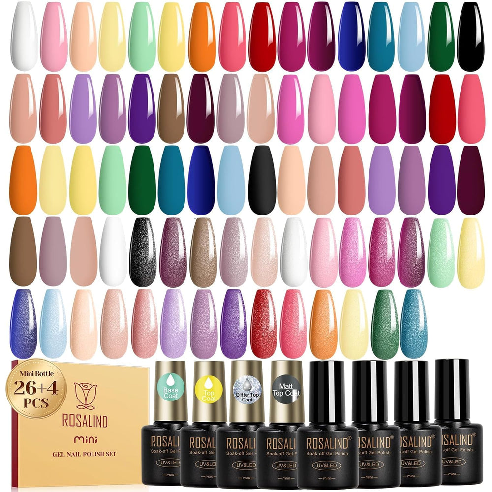 Rosalind set 26 colores para uñas de gel, ideal para combinar estilos en casa.