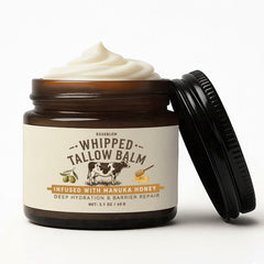 Roseblem whipped tallow honey balm jar closeup for rich hydration