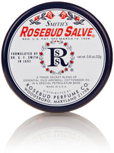 Rosebud Perfume Rosebud Salve tin showing rose scent for versatile skin care