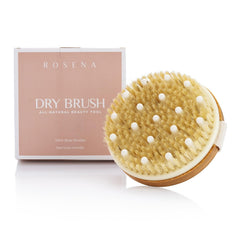 Rosena Dry Brushing Body Brush exfoliates dry skin for a smoother complexion.