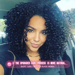 rosmile Afro kinky curly wig in natural black 1B for textured look and confidence.