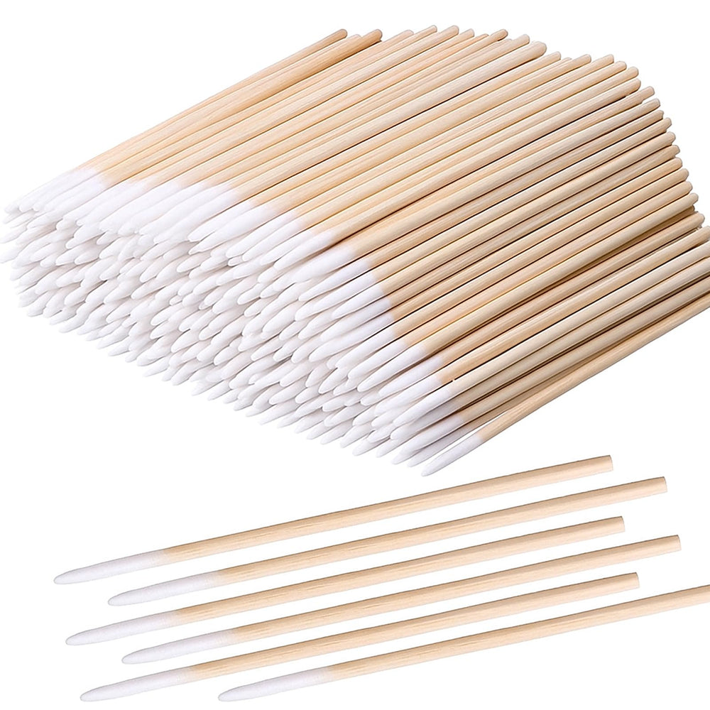 Rouceyxin precision cotton swab with bamboo stick for precise makeup corrections