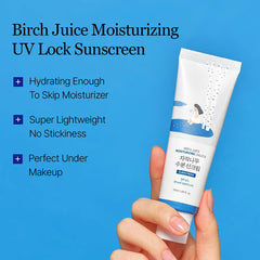 ROUND LAB Birch Juice Moisturizing UV LOCK SPF 45 bottle back with ingredients and usage details