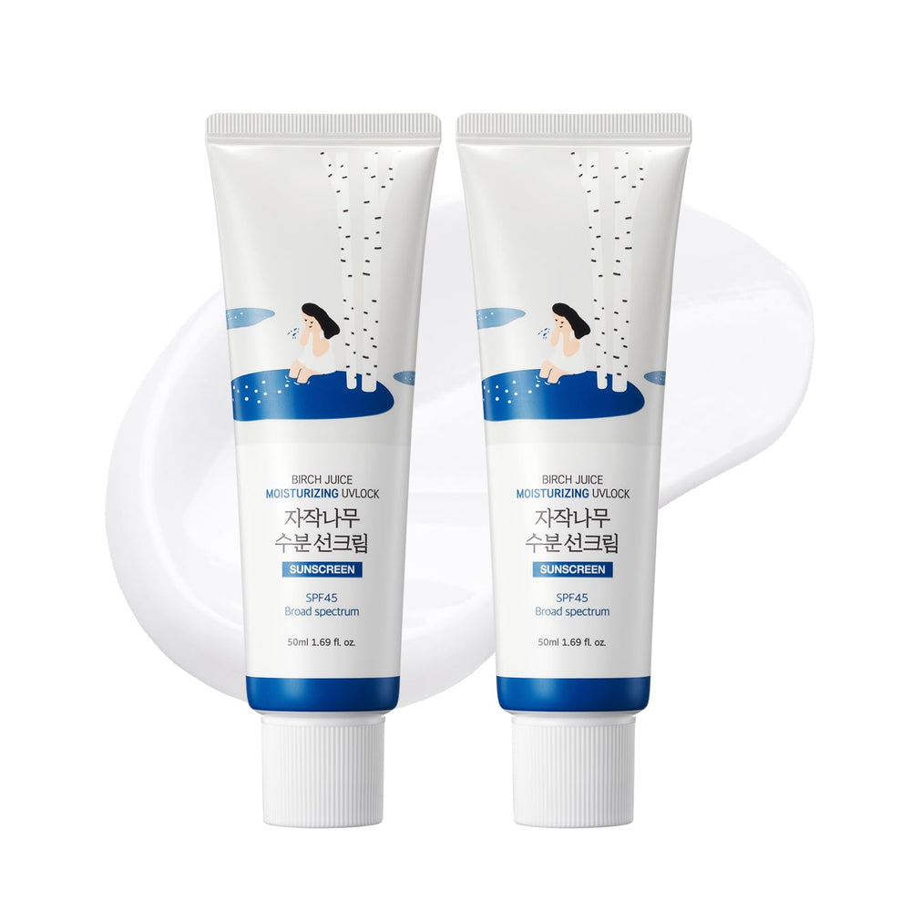 ROUND LAB Birch Juice UV Lock bottle close-up showing a hydrating sunscreen for sensitive skin.