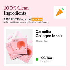 ROUND LAB Camellia Collagen Mask fortalece la barrera cutánea con colágeno de baja molécula