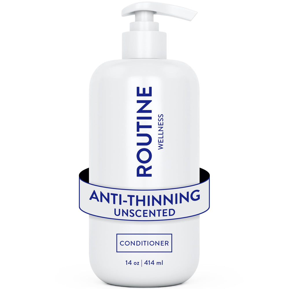 Routine Wellness anti-thinning deep conditioner bottle promotes stronger, fuller-looking hair