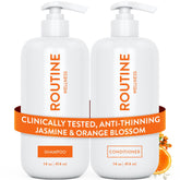 Routine Wellness anti-thinning shampoo bottle suggesting fuller-looking hair
