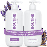Routine Wellness anti-thinning shampoo bottle with volumizing formula for fuller hair.