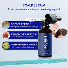 Routine Wellness Scalp Serum dropper applying to scalp for targeted care