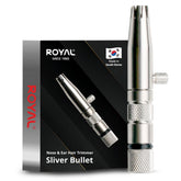 ROYAL nose hair trimmer close-up of silver bullet body for precise grooming