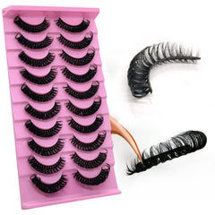 royaomis 10 pairs 3D Russian D-Curl lash strips 15mm for salon-like volume