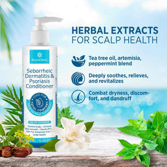 Roycederm acondicionador herbal, textura cremosa para cabello suave y manejable.