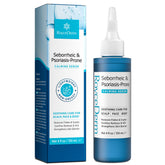 Roycederm serum bottle showing calming formula for seborrheic and psoriasis-prone skin.