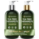 Roycederm Tea Tree Shampoo bottle offers a refreshing scalp cleansing experience for comfort.