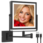 Ruacq rechargeable wall-mount makeup mirror with lights for precise makeup and skincare.