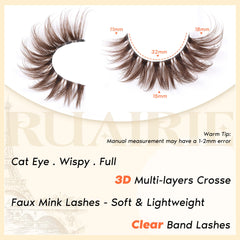 Ruairie CD-curly brown eyelashes create fuller, balanced volume for everyday glamour.