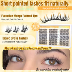 Ruairie manga lash clusters easy-application for beginner-friendly DIY lash art.