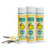 Rubber Ducky SPF 44 lip balm tube with vanilla flavor for everyday sun protection.