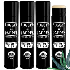 RUGGED & DAPPER lip balm travel tubes four-pack for on-the-go hydration.