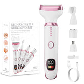 RUIBO electric razor with four-in-one heads for versatile body grooming.
