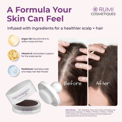 Rumi Cosmetiques HairMagic+ part-line concealment for a fuller, believable hairline.
