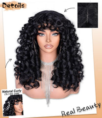 RunM hair long curly Afro wig closeup highlights natural texture