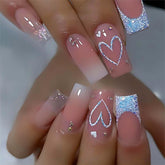 RUOKEXIN Heart Press On Nails glitter ombre finish for chic everyday style
