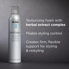 RUSK Blofoam Textura Extrema aplicada en raíces para volumen y control.